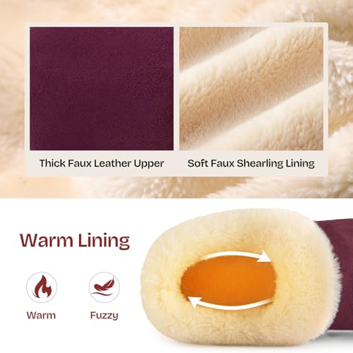 Image of EverFoams Women's Bootie Slippers Faux Fur Ladies Bedroom House Shoes with Memory Foam and Indoor Outdoor Rubber Sole