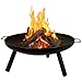 BURI Feuerschale 59cm rund aus Metall | Feuerstelle mit 2 Griffen & 3 stabilen Füßen | Feuerkorb Grillschale Pflanzschale für Garten Terrasse Balkon Outdoor