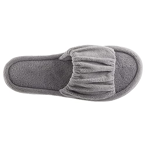 isotoner Womens Microterry Ruched Saffron Slide, Ash, 6.5-72