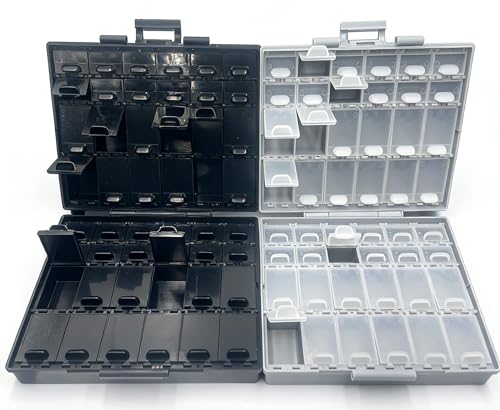 1 Unit AideTek BOX-ALL-48 and 1 Unit BOX-ALL-48-AS Compartments Enclosure SMD SMT Parts Organizer Surface Mount Box Labels