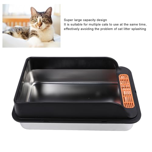 Caja de arena para gato acero inoxidable extra grande miniatura 4