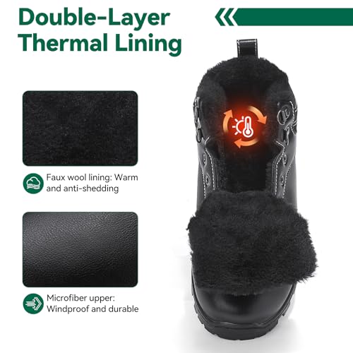 ricema Winterstiefel Herren Damen – Warm Gefüttert Winterschuhe Schneestiefel Leicht Rutschfest Outdoor Wanderschuhe, Trekking Stiefel für Schnee & Alltag, Schwarz 43 EU