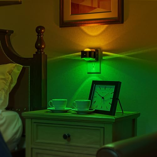 Image of Briignite Night Light Projector, RGB Color Changing Night Light for Kids, 180 Rotating Night Lights Plug into Wall, Dusk to Dawn Sensor, RGB Ambient Lighting for Gaming Room Bathroom Gifts, 2 Pack
