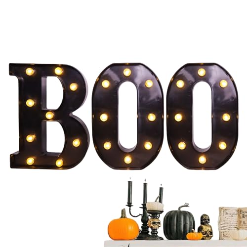 Yonuaret Ración de Halloween | Letras luminosas Boo Letras, Decoración de Halloween para el hogar, cocina, salón, balcón, decoración