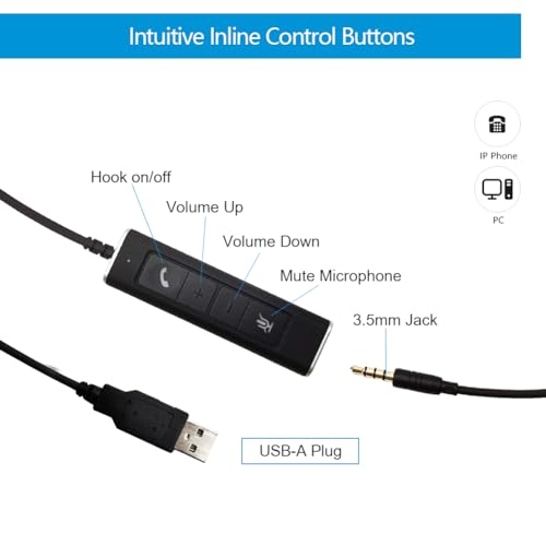 Image of VT Mono Wired-Headset with Noise-Cancelling Microphone - USB-3.5MM Connectivtity Work with UC Platforms Such as MS Teams,Zoom,Genesys,GoogleMeet,Bria,etc.