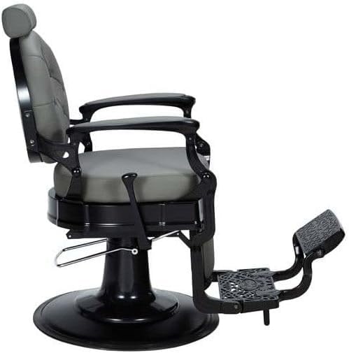 Genérico Sillón Clásico de Barbero hidráulico Estilo Vintage con reposapies Integrado Modelo Check Gris