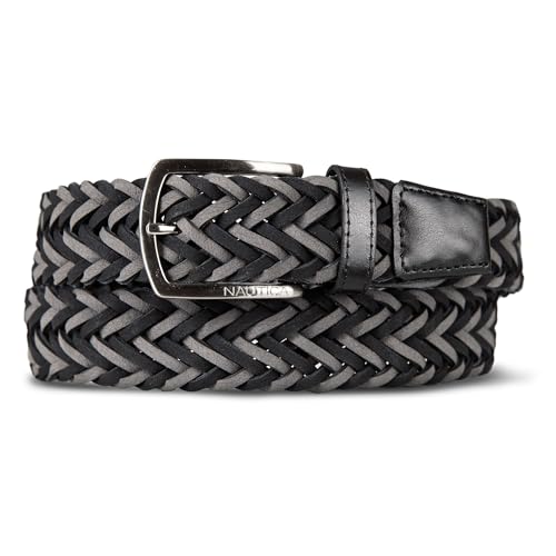 Image of Nautica Men's Casual Leather Belt | Everyday | Classic | Pants | Jeans | Khakis | Chinos | Metal Buckle