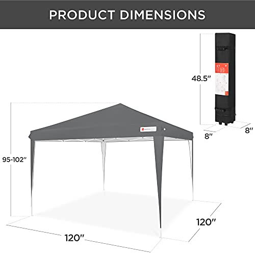 Best Choice Products 10x10ft Pop Up Canopy Outdoor Portable Folding Instant Lightweight Gazebo Shade Tent w/Adjustable Height, Wind Vent, Carrying Bag - Dark Gray