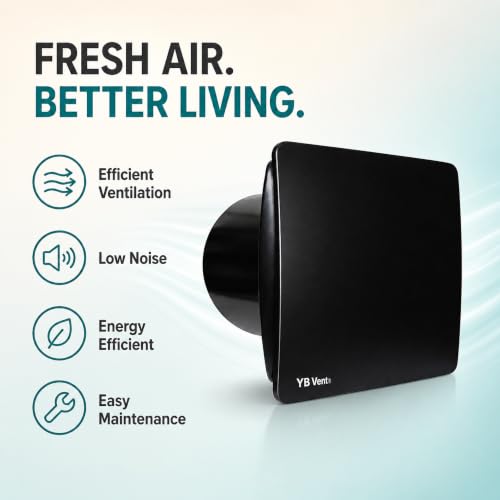Image of 6 Inch Black Exhaust Fan for Bathroom, Kitchen & Office | 150mm Adjust Fan