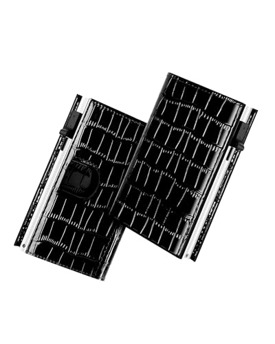 Women's Small Wallet - Sleek & Secure - RFID Blocking Compact Wallet with Slim Lightweight Pop Up Credit Card Holder, Premium Black Leather Capacity 11+ Cards Plus Cash & ID, Gift for Her