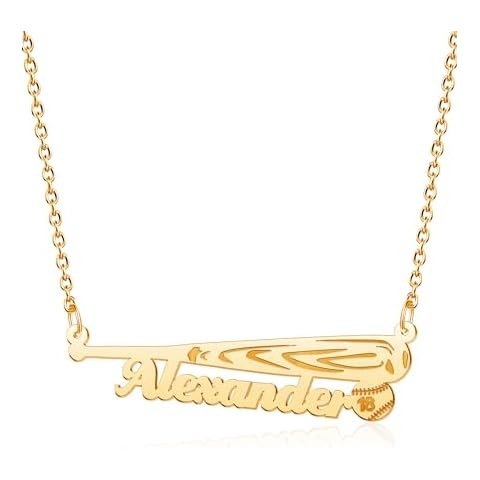 Lifequeen 18k Gold Plated Personalized Baseball Necklace Sports Team Inspiration Gifts Jersey Number Name Necklaces for Men Athletes Sport Pendant Stainless Steel Number Chain for s Cover