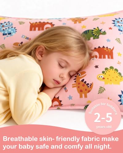 Image of ALVABABY Toddler Pillowcases 2 Pack Organic Cotton Fit 13 inchx 18 inch or 12 inchx16 inch Kids Pillow Cover Envelope for Girl Boy Travel(Pillowcase Only)
