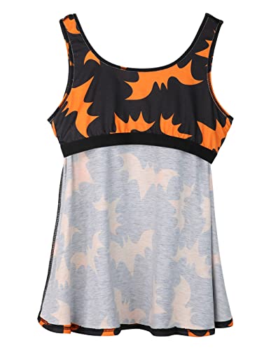 Halloween Loose Fitting Tank Top With Bra Cup Tie Dye Pleated Tee Shirt Top For Women Padded Tank Top Camisole For Daily Wearing Large Orange #TOP5
