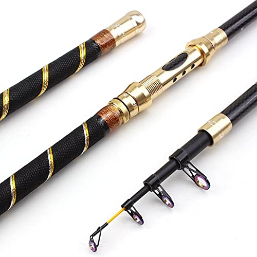 Fishing Rod Gold Color2.1m 2.4m 2.7m 3.0m 3.6m Carbon Fiber Sea Fishing Spinning Rod Superhard Travel Telescopic Fishing Rod Fishing Tackle Hand Fishing Rod (Length : 2.7 m)