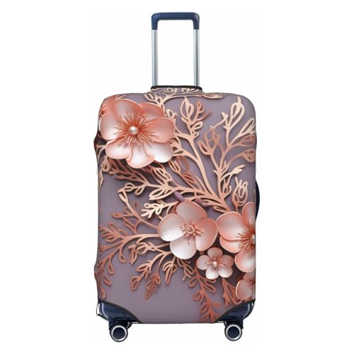 Elastic Travel Luggage Cover for Suitcase Tsa Approved Stretch Scratch-Resistant Suitcase Protector Cover Washable Rose gold elegant decorative floral Baggage Covers Fits 18-32 Inch Luggage Case