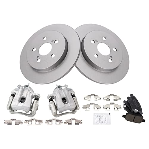 Image of TRQ Rear Brake Pad & Rotor Kit Caliper Pads Ceramic Solid Premium G-Coated