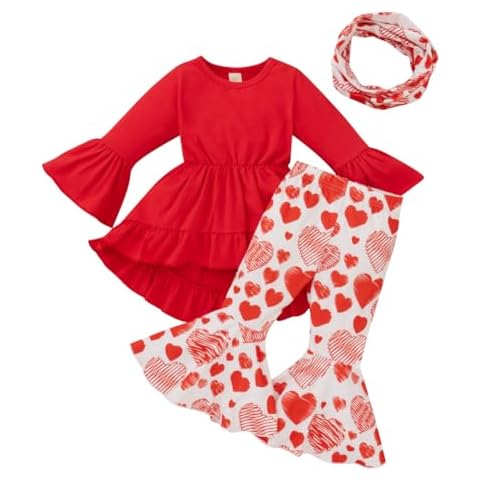 XIFAMNIY Toddler Girls Valentine's Day Outfit 3Pcs Pants Set Cover