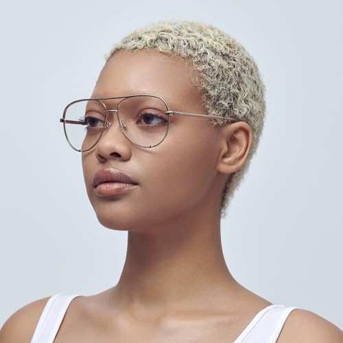 Image of Mad Shade Fashion Aviator Optical Glasses for Men & Women, Trendy Classic Gold Metal Frame Clear Lenses, Lightweight Durable Eyewear
