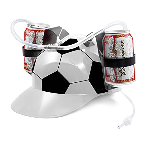 Casque à Bière Foot | Casque Anti-Soif | Qualité Premium | 2 Supports Boissons avec Pailles Intégrées | Taille Réglable | Jeu à Boire et Apéro | Créé...