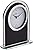 Howard Miller Ebony Luster Table Clock 645-702 – Modern Decor, Black Glass Arch, Silver Mirrored Edge & Base, Black Hour Markers, Quartz Alarm Movement
