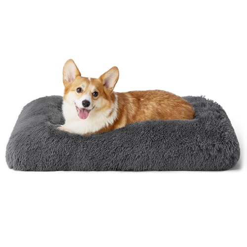 BEDSURE Flauschiges Hundebett mittelgroße Hunde - 74x53x8 cm Hundebett waschbar, rutschfeste Unterseite, Dunkelgrau
