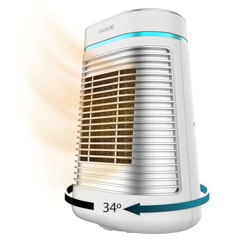 Cecotec Chauffage en Céramique de Table ReadyWarm 1550 Max Ceramic Rotate Smart, 1500 W, Oscillation, Écran Numérique, Thermostat Réglable et 3 Modes de...
