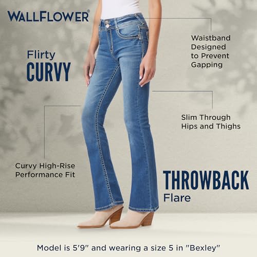 WallFlower Women's Flirty Curvy Flare High Rise Insta Stretch Juniors Jeans4