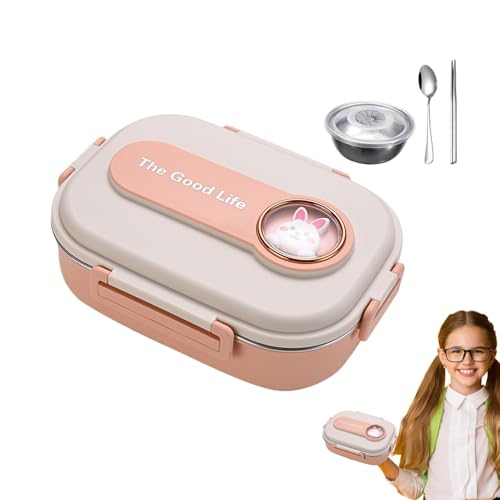 Jlobnyiun Lonchera aislada – Contenedores de acero inoxidable con diseño compartimentado | Recipientes de almuerzo resistentes y seguros para familiares, amigos, colegas