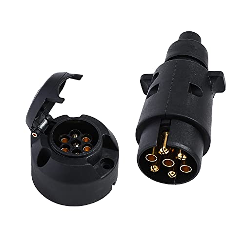 Eacalyc Spina Rimorchio 7 Poli E Presa Del Rimorchio 7 Poli, Spina Presa Rimorchio 7 Poli 12V Elettrica Connettore Presa Rimorchio Impermeabile Per Trattori, Macchine Agricole, Camion - Foto 7