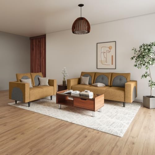 Image of Interio by Godrej Cresco 5-Seater Fabric Sofa Set (3+2)