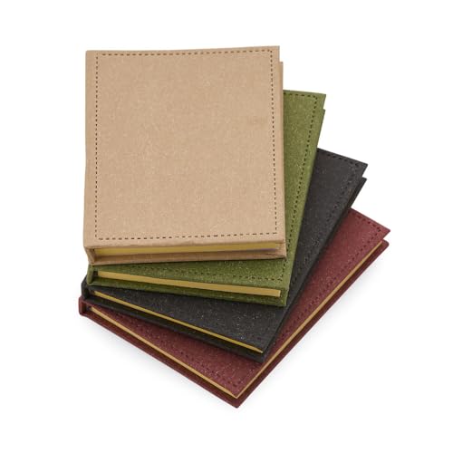 Kit 10 Mini Cadernos Capa Dura com Sticky Notes, 50 Folhas Sem Pauta Amarelas – Bloco de Anotações Compacto para Estudos, Escritório e Presentes Corporativo (Preto)
