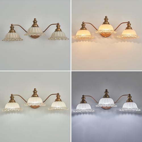 Image of XIEDUN Brass 3 Light Vanity Light Vintage Bathroom Vanity Light Fixture
