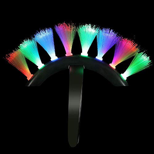 Fun Central LED Light Up Fiber Optic Mohawk Wig Headband for Women & Men