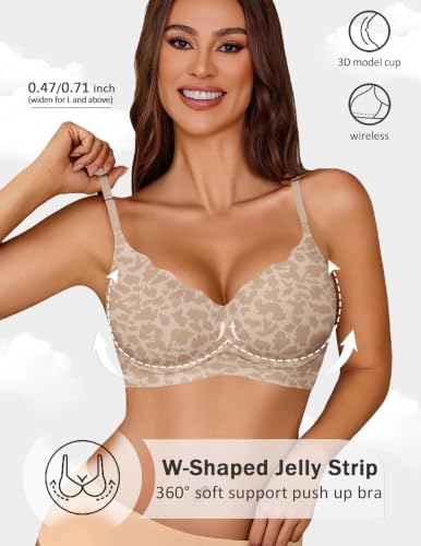 Image of Avidlove Bras for Women No Underwire Seamless Push Up Bra Wireless Soft Bralettes Scalloped Full Coverage Everyday Bra