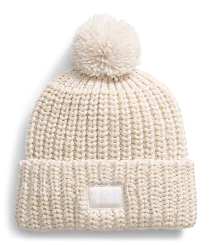 The North Face Cozy Chunky Cabin Beanie | Deep Fit, Cuffed Winter Hat for Men & Women, Removable Pom & Textured Cable Detailing, Gardenia White/Gravel/Khaki Stone/Gardenia White, One Size