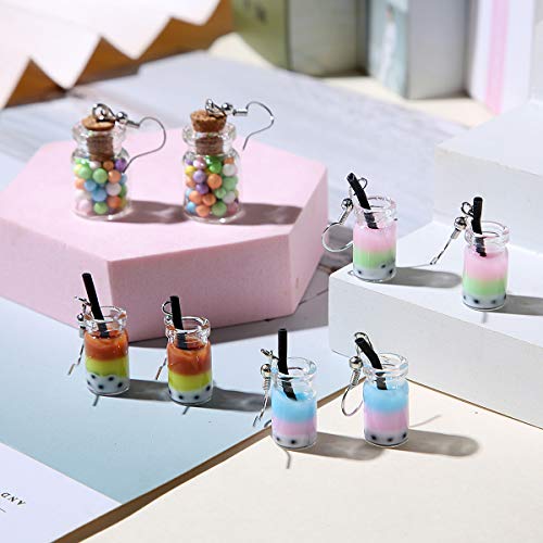 16 Pairs Cute Weird Dangle Earrings for Teen Girls Kawaii Aesthetic Boba Tea Drop Earrings4