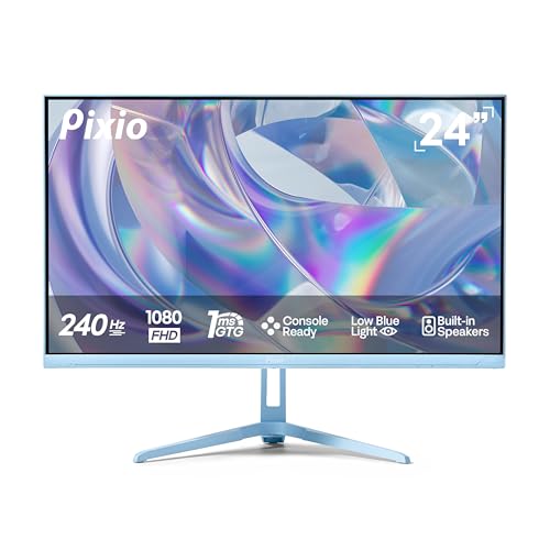 Image of Pixio Two PX249 Wave Blue 24 inch 240Hz Refresh Rate FHD 1080p Resolution IPS Panel 4ms GTG Response Time Gaming Monitor and PS1D Wave Blue Dual Monitor Arm