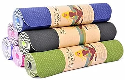 Image of Bodylastics Yoga Mat for Men and Women with Carry Bag TPE 6ft x 2ft x 6mm Large Size Anti Slip & Anti Tear Workout Mat