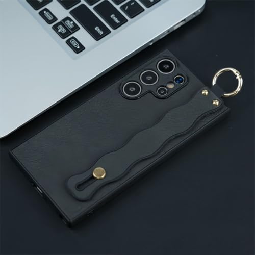 Étui en cuir pour Samsung Galaxy S21 avec anneau support noir