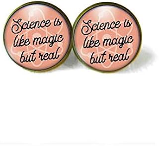Science is Like Magic But Real Science Earrings Nerd Science Jewelry presente de ciência, galáxia, presente para professores de ciências para ciências