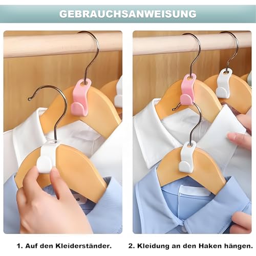 Faltbare Kleiderbügel 4 Farben, 20 Stück Multifunktional Reisekleiderbügel mit 20 Verbindungshaken, Zusammenklappbar für Zuhause Hotel Reisen Camping