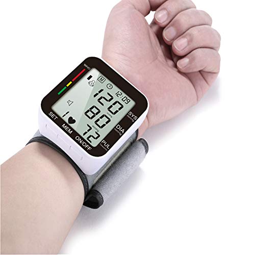 Wrist Blood Pressure Monitor Digital Measure Machines for Home Use, Large Screen Display, Portable Blood Pressure Test Monitor,White