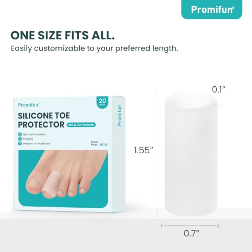 Image of Silicone Toe Protectors - 20 Pack Silicone Toe Sleeve for Hammer Toes, Corns, Calluses, Blisters - Soft Gel Toe Tube Pads for Pain Relief(Clear)