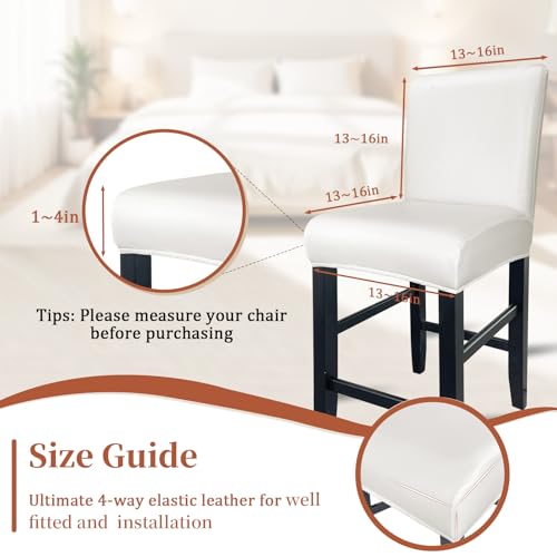 Image of PU Leather Bar Stool Covers with Backs Waterproof Bar Stool Chair Covers