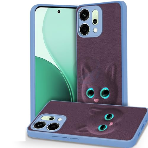 Image of AESTMO Back Case Cover for Oppo Reno 14 5G Back Cover | 3D Cat Cover | Leather Finish | Full Body Protection | Camera Protection Back Cover for Oppo Reno 14 5G (Purple)