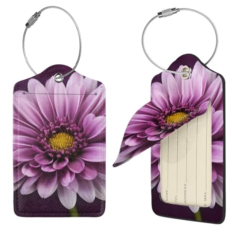 Lot de 4 étiquettes de bagage en cuir synthétique avec boucle acier