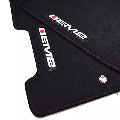 CPD Black Floor Mats with EM2 Logo Compatible with Honda Civic 2001 2002 2003 2004 2005 5 Pieces