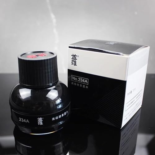Image of GOLD LEAF Hero234A Fountain Pen Ink Bottle - 70ml Black, Non-Carbon Ink for Fountain Pen, Calligraphy Pens, Dip Pens, Teachers, Students & Office Writing - Premium Gift.