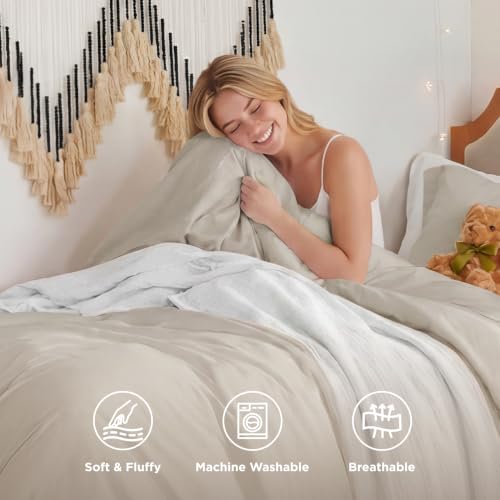 Image of Bedsure Prewashed Twin /Twin XL Duvet Cover, Cotton-Like Bedding Set, Linen | Ultra Soft, Relaxed Texture, Twin XL Breathable Comfort, Hidden Zipper, 8 Corner Ties, Easy Care, OEKO-TEX, Year-Round Use