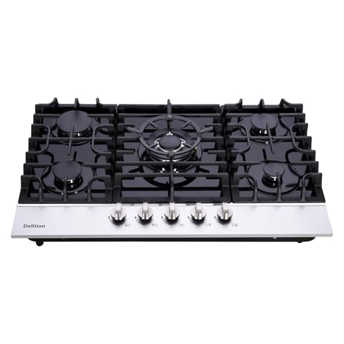 30 Inch Gas Cooktop DT5188A Tempered Glass Builtin Gas Stovetop, 5